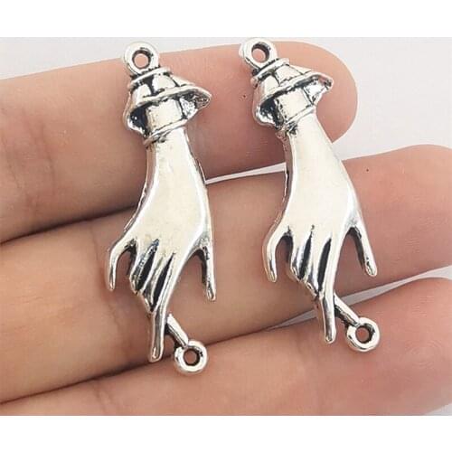 JINDINSP 5pcs 44x15mm Charm Hand Connector Palm Hand Connector Charms For Jewelry Making Hand Connector Charms