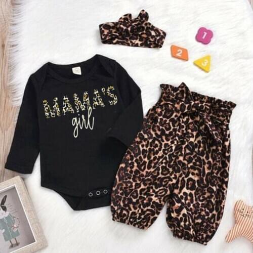 0-18M Newborn Kid baby Girl Leopard Clothes set Long Sleeve Body Top Romper pant suit Elegant Cute Sweet Cotton Outfit
