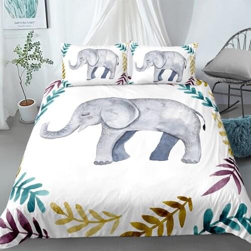 Elephant Bedding Set Animal Cute Comforter 3D Print Luxury Duvet Cover Set Home Textile Queen King Single Size Colorful Cartoon