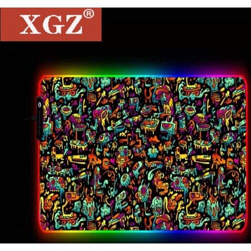 XGZ Personalized Small Mouse Pad with Sealed Edge RGB Carpet Rubber, Computer Accessories Keyboard LED Backlight S Non-slip