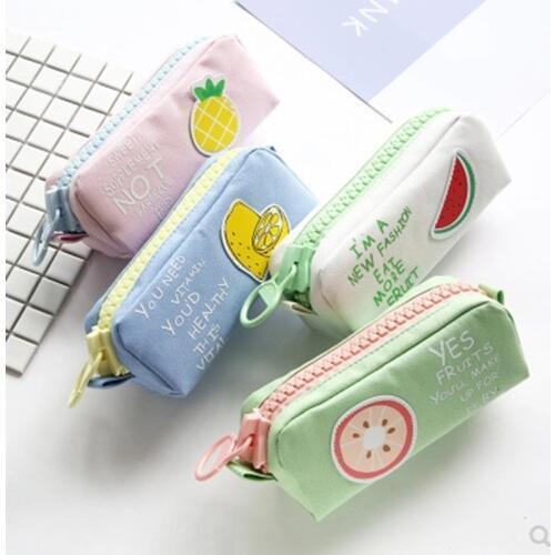 Creative Colorful Large Capacity Pencil Case Kawaii Cartoon Pen Bag Box Cute Canvas Pencilcase School Stationery Supplies 050022