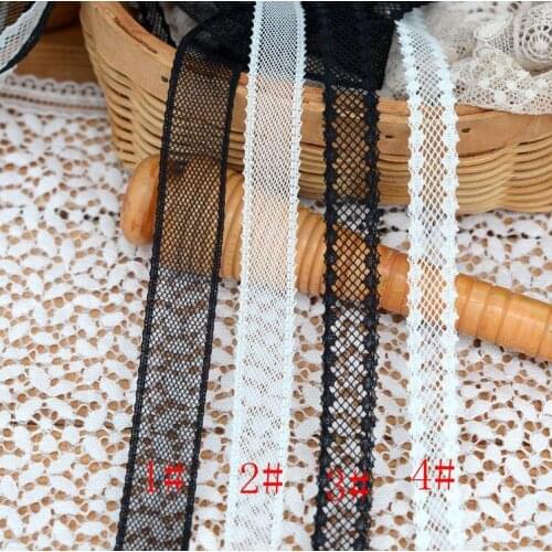 HOT! 10 Meters/lot Wholesale 1cm Width White Pink Polyester Narrow Embroidered Thin Lace Trim for Wedding Dress