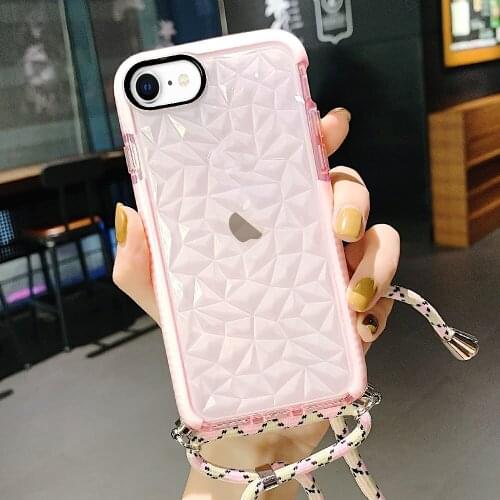Marble Clear Case for IPhone 12 Mini 12 11 Pro Max 6 6S 7 8 Plus 7 8 SE 2020 X Xs Xr Slim Silicon Bumper Cover with Strap Rope