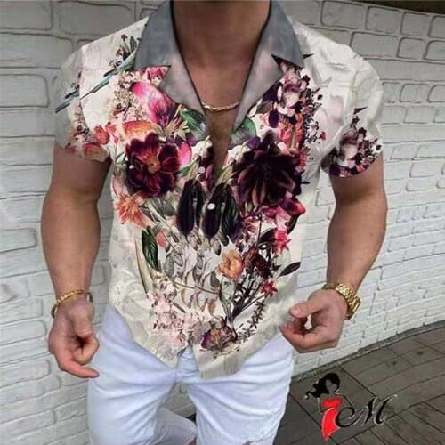 Mens Ethnic Style Printing Loose Short Sleeve Stand Collar Casual Shirt daily wearing high quality print shirt