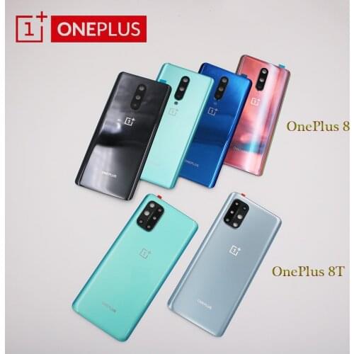 One Plus 8 8T New Original Glass Rear Housing Cover For 1+ 8/8T 5G Back Door Replacement Battery Case With Camera Lens + Sticker