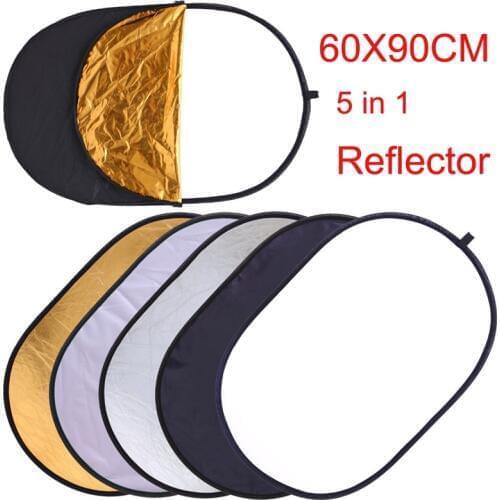 60x90CM 5 IN 1 Collapsible Photography Reflector Photo Studio Photo Oval Reflecotor Photographic Lighting Reflector Drop Ship