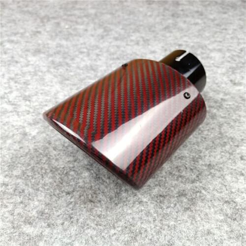 1 Piece Oval Single Exhaust pipe Red Carbon Fiber + 304 Stainless Steel Tailpipe Fit For All Cars Car Accessories Car Muffler