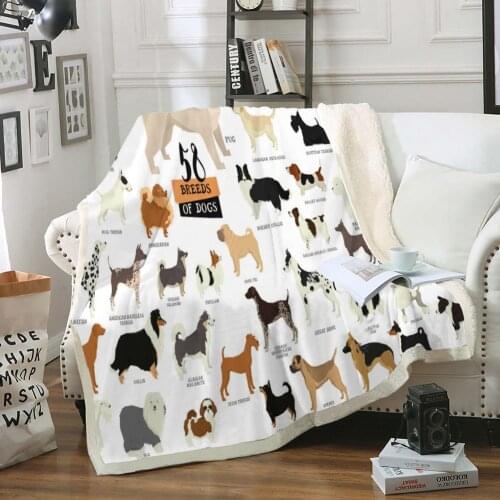 Dog Sherpa Blanket Cute Animal Throw Fleece Blanket for Kids Pet Fluffy Blanket on bed teens Girls Fur Throw Blanket Cartoon Dog