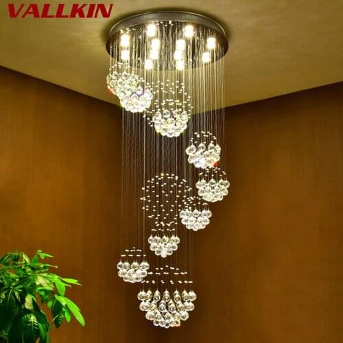 Modern LED Crystal Chandelier Lamp Luxury LED Crystal Chandeliers Ceiling Mounting Indoor Spiral Pendant Lamps for Stair Hallway
