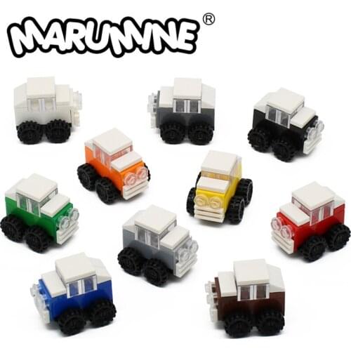 Building Bricks Vehicle Racing Car 10PCS with Key Ring Mini Cars MOC Blocks Set Model Kit Educational Toys for Children Kid Gift
