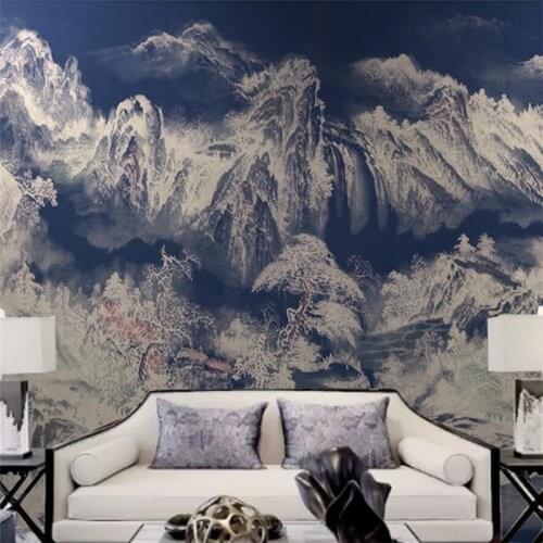 Wellyu New Chinese mood abstract abstract ink landscape living room background wall painting custom large mural wallpaper