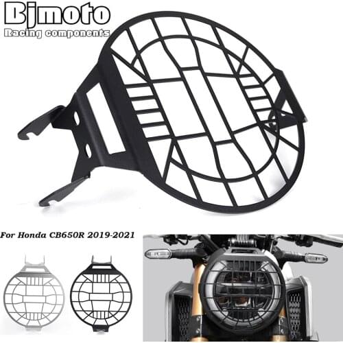 BJMOTO Motorcycle Front Headlight Lamp Mesh Grille Cover Mask Square Grid For Honda CB650R 2019 2020 2021