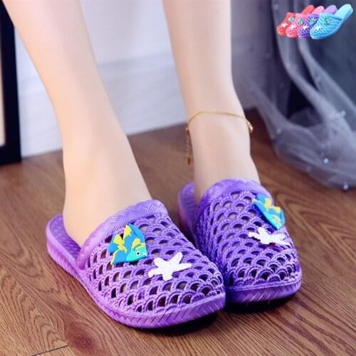 2021 ladies slippers summer new hot sale cute starfish cartoon Baotou plastic hole flat sandals non-slip home