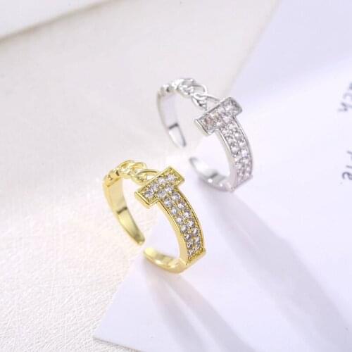 Womens Gold Ring Popular Thin Open T Series Ring Womens Party Personality All-Match Jewelry Gift Variety Brand Design Rings