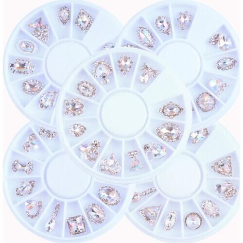 1 Wheel 12 Styles 3D Nail Art Rhinestone Spiders Halloween Spiders Charms 3D Nail Art Rhinestones Crystal Glass