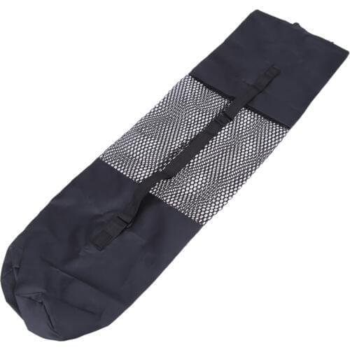 1 PCS Portable Yoga Pilates Mat Fine Nylon Bag Carrier Mesh Center Adjustable Strap Black