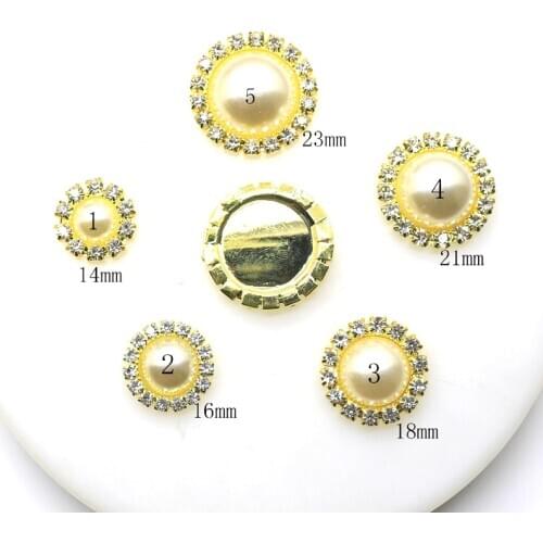 10Pcs/Lot Gold Multi size Ivory pearl Diy Accessories No Scratched Wedding Decoration Bow Flower Metal Flatback Brass wholesale