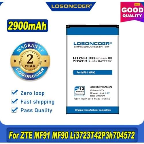 100% Original LOSONCOER 2900mAh Li3723T42P3h704572 Battery For ZTE MF91 MF90 MF90M For MTC 833F 831FT 4G WIFI Router Modem