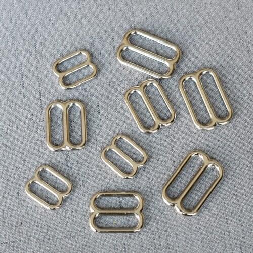 100 Pcs/Lot 15mm 20mm 25mm Silver DIY Tri Glides Slide Bar Rectangle Adjuster Buckle for Leather Craft Bags Shoulder Shose