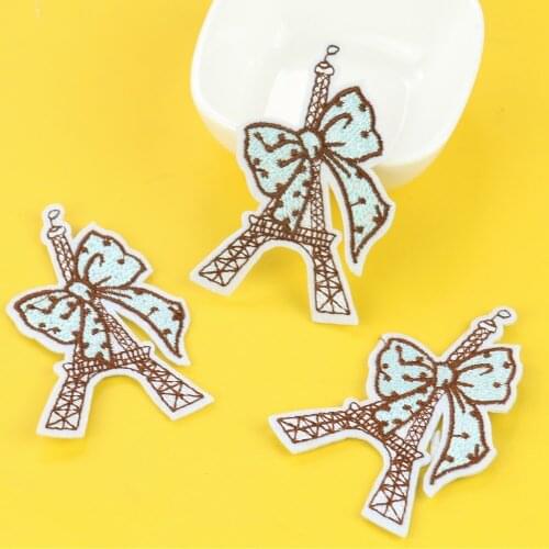 5PC Paris Eiffel Tower Embroidered Patch DIY Iron on Patch for Clothes Stickers Applications Sewing Supplies Accessory Wholesale