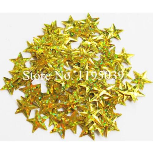 50g/lot 15mm Star Sequins Cup Loose Paillettes Wedding Crafts Kids DIY Accessories With 1 Middle Hole Laser Gold Confetti