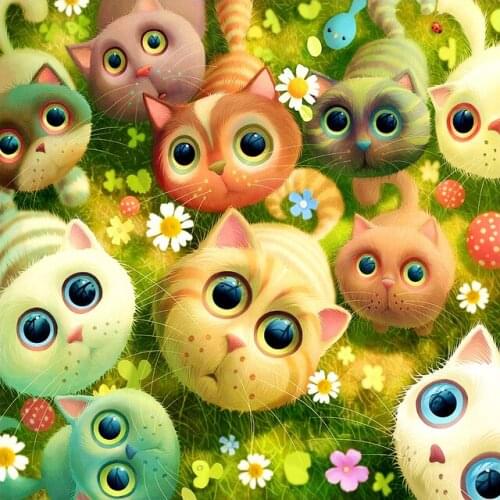 5D Diamond Painting Cartoon Animals Cat Full Square/round Diamond Embroidery Needlework Art Picture With Rhinestones Decor Gift