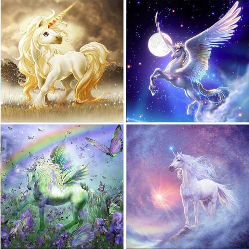 5D Diamond Painting Unicorn Cartoon Pattern Full Round Drill Embroidery Animal Home Decoration Mosaic Crystal Cross Stitch Gifts