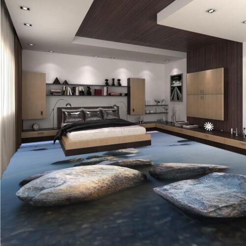 Free Shipping 3D stone floor stickers waterproof self-adhesive living room bathroom bedroom kitchen study flooring mural