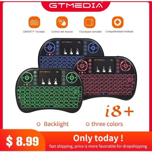 GTMEDIA 2.4GHz Wireless i8 + Teclado retroiluminado, Air Mouse Touchpad Controller, Mini Teclado, Para Android TV BOX Smart TV