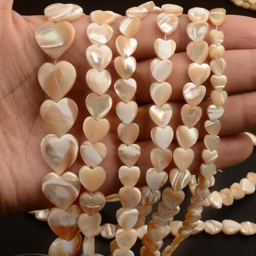 5/6/8/10/15mm Heart Shell Beads Natural Colors Mother of Trochus Shell Beads Charms Beads for Jewelry Making DIY Accessories