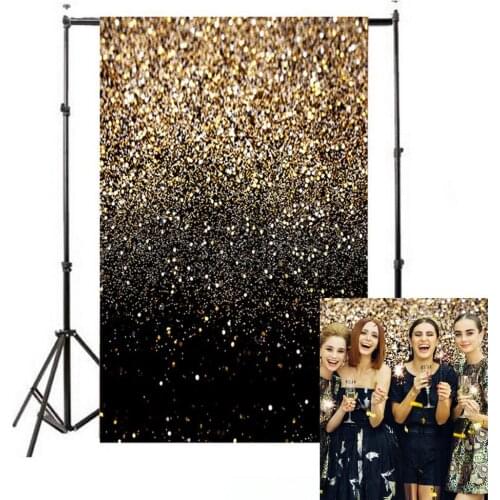 Black And Gold Backdrop Golden Spots Backdrop Photography Props Party Photo Background Holiday Birthday Photo Props Supplies