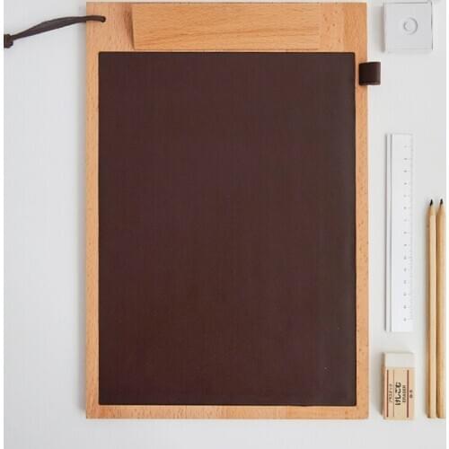 Wooden Document Board Clip A4 Writing Painting Pad Office Supplies Speech Menu Clip Leather Writing Board