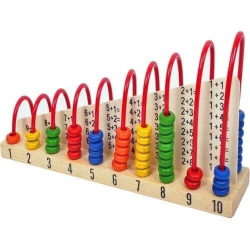 Kids Wooden 10-row Counting Beads Math Learning Abacus Frame Early Education Toy