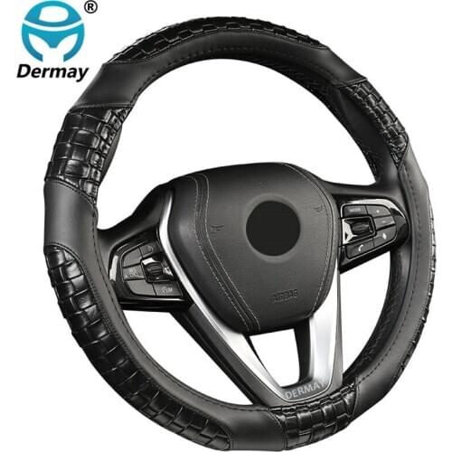 DERMAY Leather Car Steering Wheel Cover Anti-catch Holder Protector for BMW E90 Auto Interior Accessories Soft Comfortable