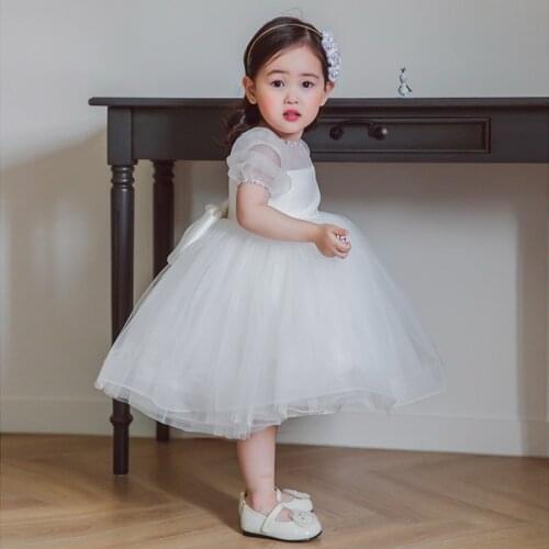 Baby Baptism Dresses For Girls Infant 1 Year Birthday Party Dress Bows Toddler Princess Wedding Gown Girl Boutique Frocks