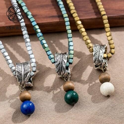 Feather Pendant Beads Long Necklace for Women Chokers Sweater Rope Chain Necklaces Handmade Clothes Accessories Fashion Jewelry