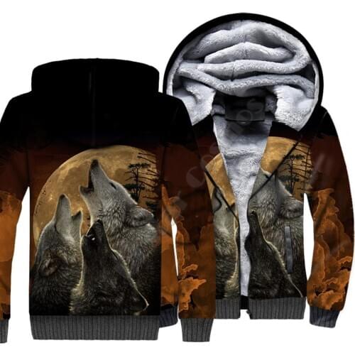 Wolf Animal 3D Printed Fleece Zipper Hoodies Men For Women Winter Warm Double Plus Velvet Jacket Cosplay Costumes 11