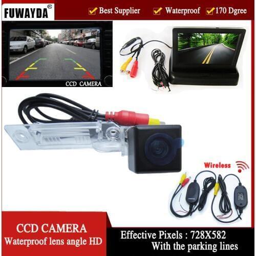 FUWAYDA Wirelelss Car Rear View Camera for VW Golf Passat Touran Caddy Superb/T5 Transporter/Multivan ,4.3 Inch foldable Monitor
