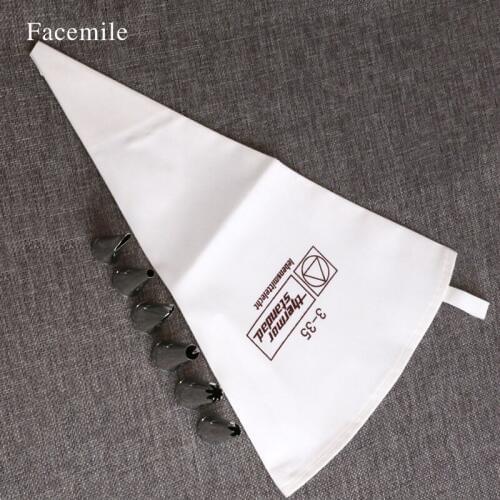 Facemile Kitchen Accessories Icing Piping Cream Pastry Bag + 6pcs Stainless Steel Nozzle Set DIY Gift Decorating Tips Set 03115
