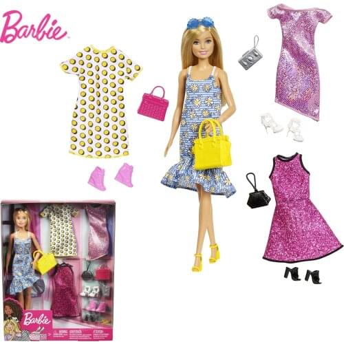 Barbie Doll Fashion Barbie Clothing Accessories Shimmery Dress Blonde Hair Dolls Barbie Collector Girls Kids for Toy Gift GDJ40