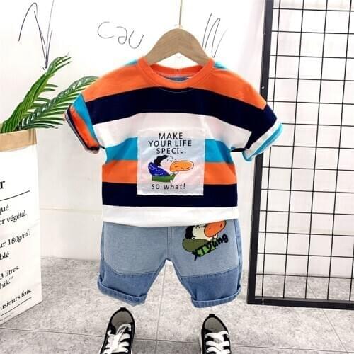 Summer Children Sport Sets Clothes Baby Boys Girls striped T-shirt + Shorts Outfits Kids Fashion Suits Clothing 2-7years