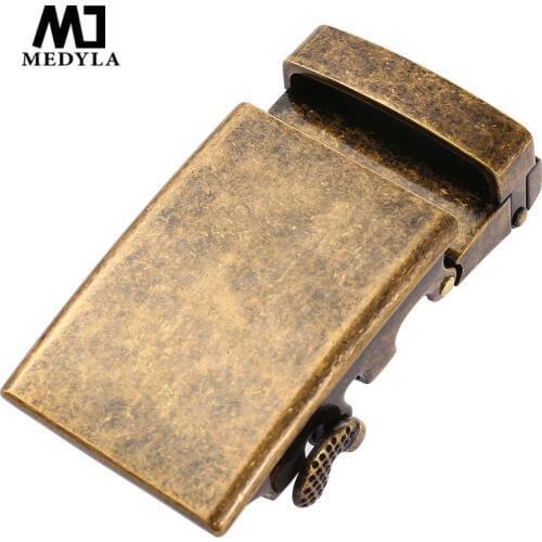 MEDYLA hard metal automatic buckle fashion retro copper belt buckle for mens business belt accessories matte black buckle 3.6cm