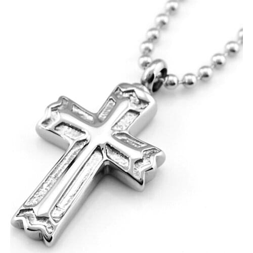Fashion Stainless Steel Openable Cross Cremation Ash Holder Pendant Necklace