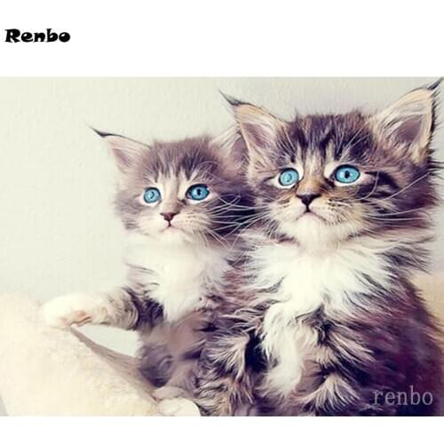 Pet kitten 5D diamond painting Cross stitch kit Cute cat diamond embroidery sale crystal beads rhinestone diamond Mosaic decor