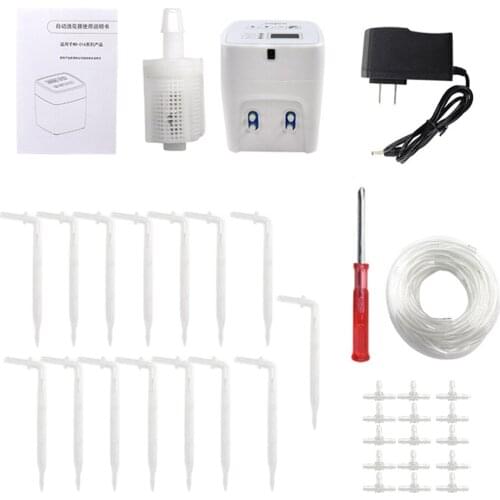 Automatic Drip Irrigation Set with Timer for Deck Flowers Potted Plants US Plug