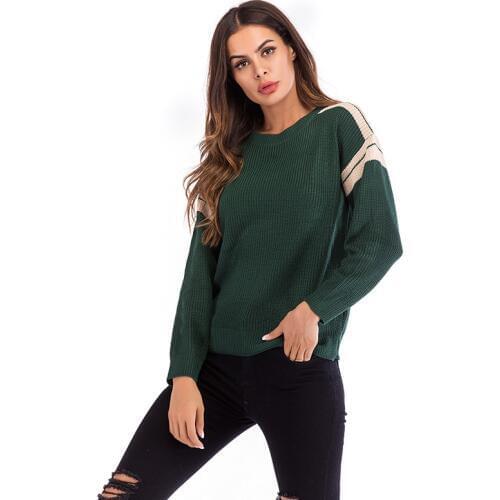 Neatie Kiddie Autumn Winter Fashion Loose Patchwork Sweater Women Clothes Loose O-neck Knitting Jumper Female Pullovers Tops