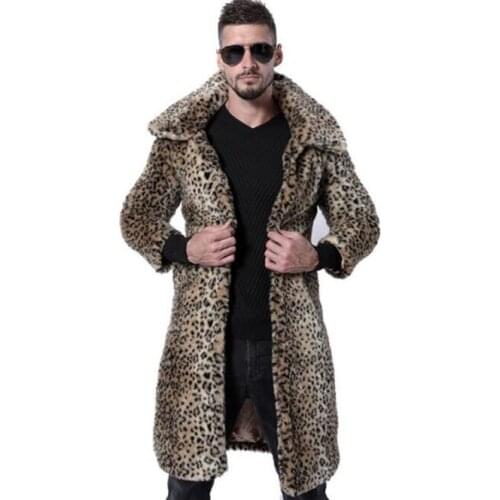 Autumn faux mink leather jacket mens winter thicken warm fur leather coat men Leopard jackets jaqueta de couro fashion B49