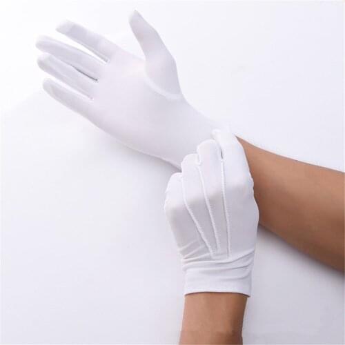 1 Pair Mens Spandex Thin White/black Driving Absorb Sweat Non-slip Gloves Stretch Three Tendons Decoration Etiquette Gloves
