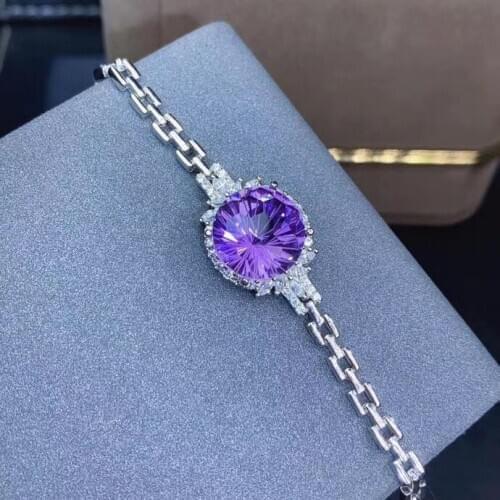 The Best Anniversary Gift 100% Natural and Real Amethys Bracelet 925 Sterling Silver Amethys Bracelet