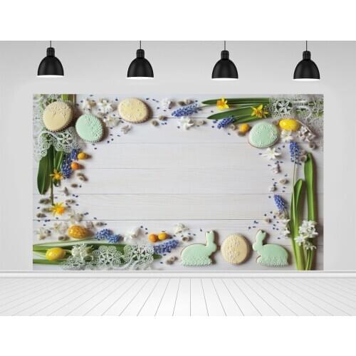 Scopiso Easter Backdrop Floral Biscuit Wooden Board Family Holiday Party Photo Studio Decoration Props Photography Background